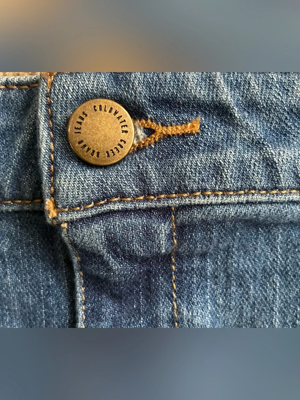 Coldwater Creek Denim Pencil Skirt, Sz. 12P, Zipper & Button Closure